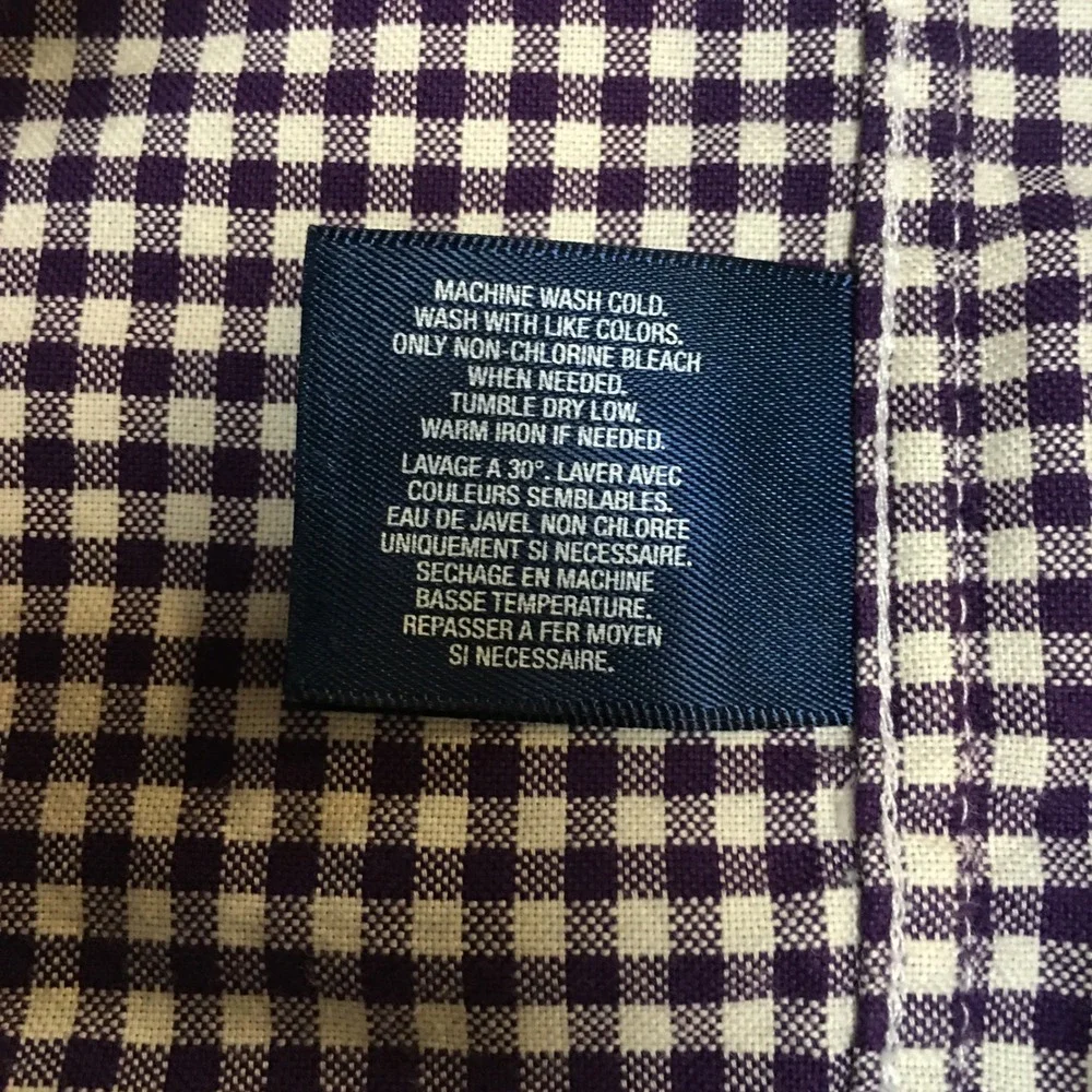 Ralph Lauren Button Down Shirt Boys 4/4T Purple Gingham Long Sleeve Pony Logo